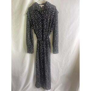 Lapis & Lillies Polka Dot Long Sleeve Jumpsuit Black White Size M JCJ6539